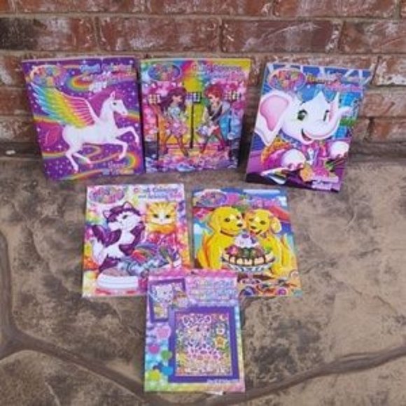 Lisa Frank Color Book Lot & Glitter Art - Picture 1 of 7